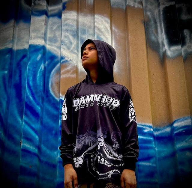 【BAON】Jukomi Dot Hood Long Sleeve Tee Youth Sublimated Hoodie long Sleeve Tako T-Shirt – Damnkid Brand